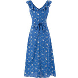 Azure Bloom Midi Dress