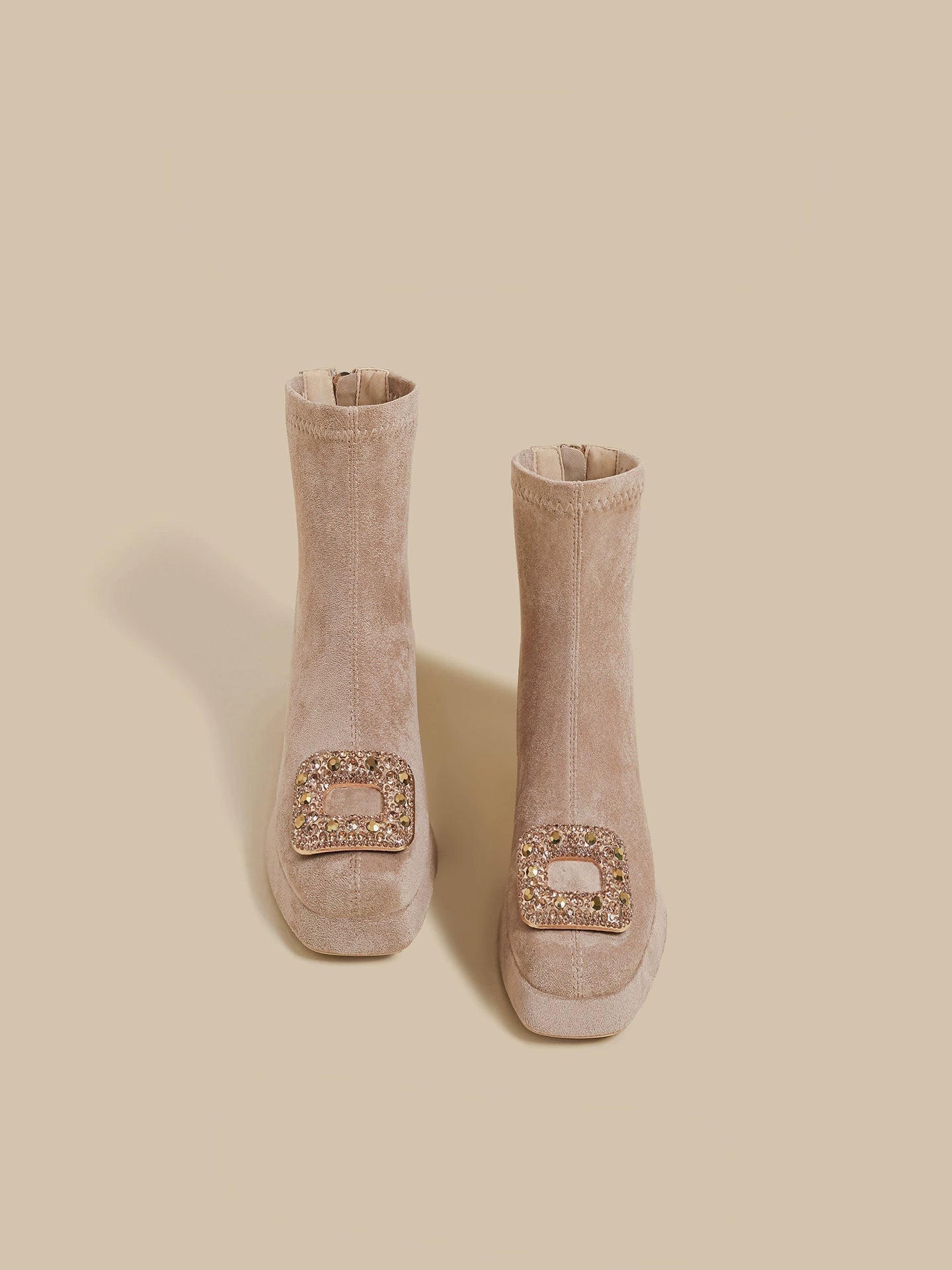 Rhinestone Square-Toe Boots