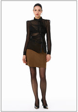 Ruched Sheer Blouse