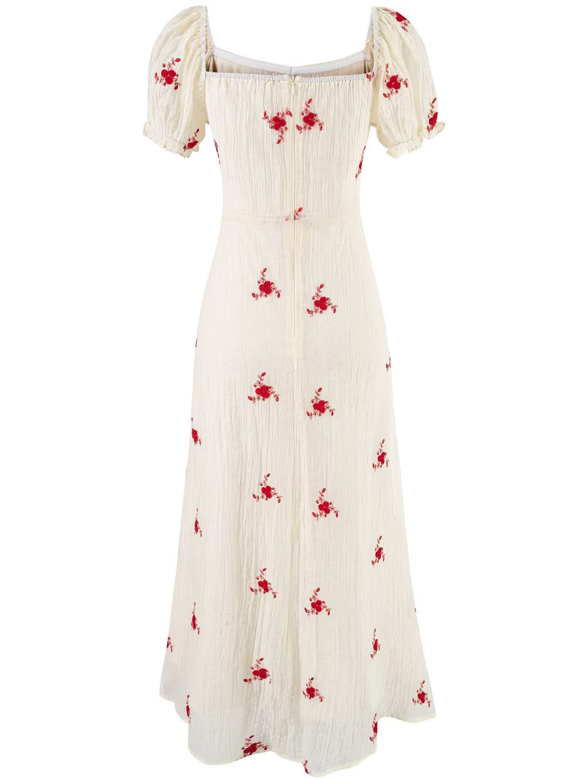 Rose Puff Midi Dress