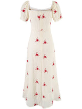 Rose Puff Midi Dress