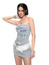 Ripped Logo Tube Dress