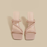 Wrap Strap Heel Sandals (Nude)