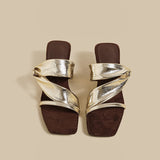 Twist Sculpted Heel Sandals (Gold)