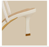 Embroidered Lace Slingback Heels