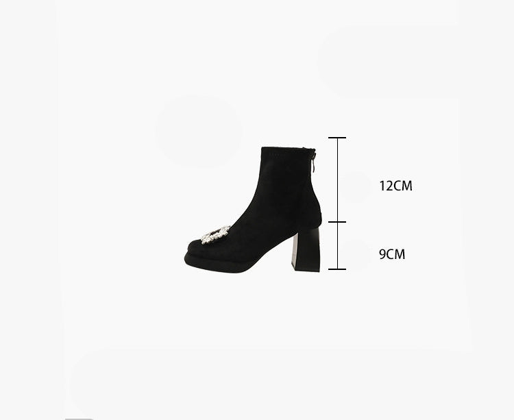 Rhinestone Velvet Boots