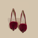 Plush Fur Pointed Heels