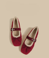 Faux-Fur Mary Jane Flats