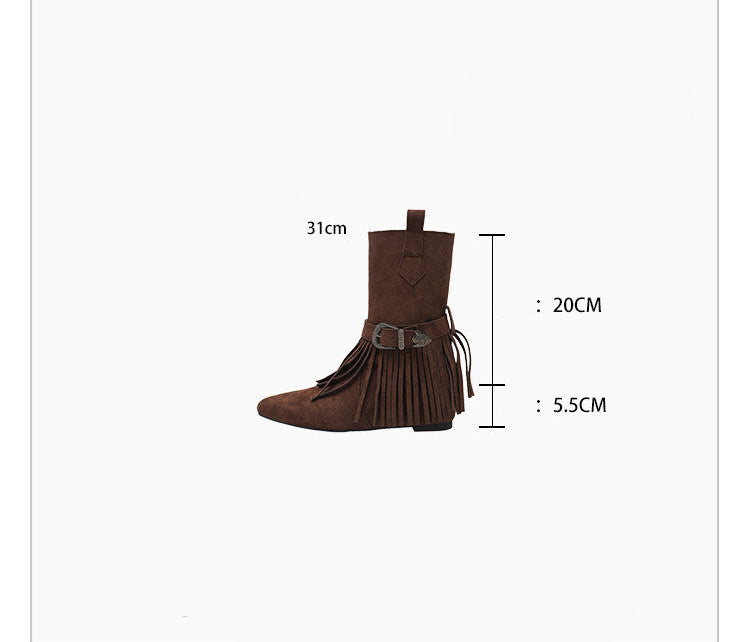 Fringe Suede Mid-Calf Boots
