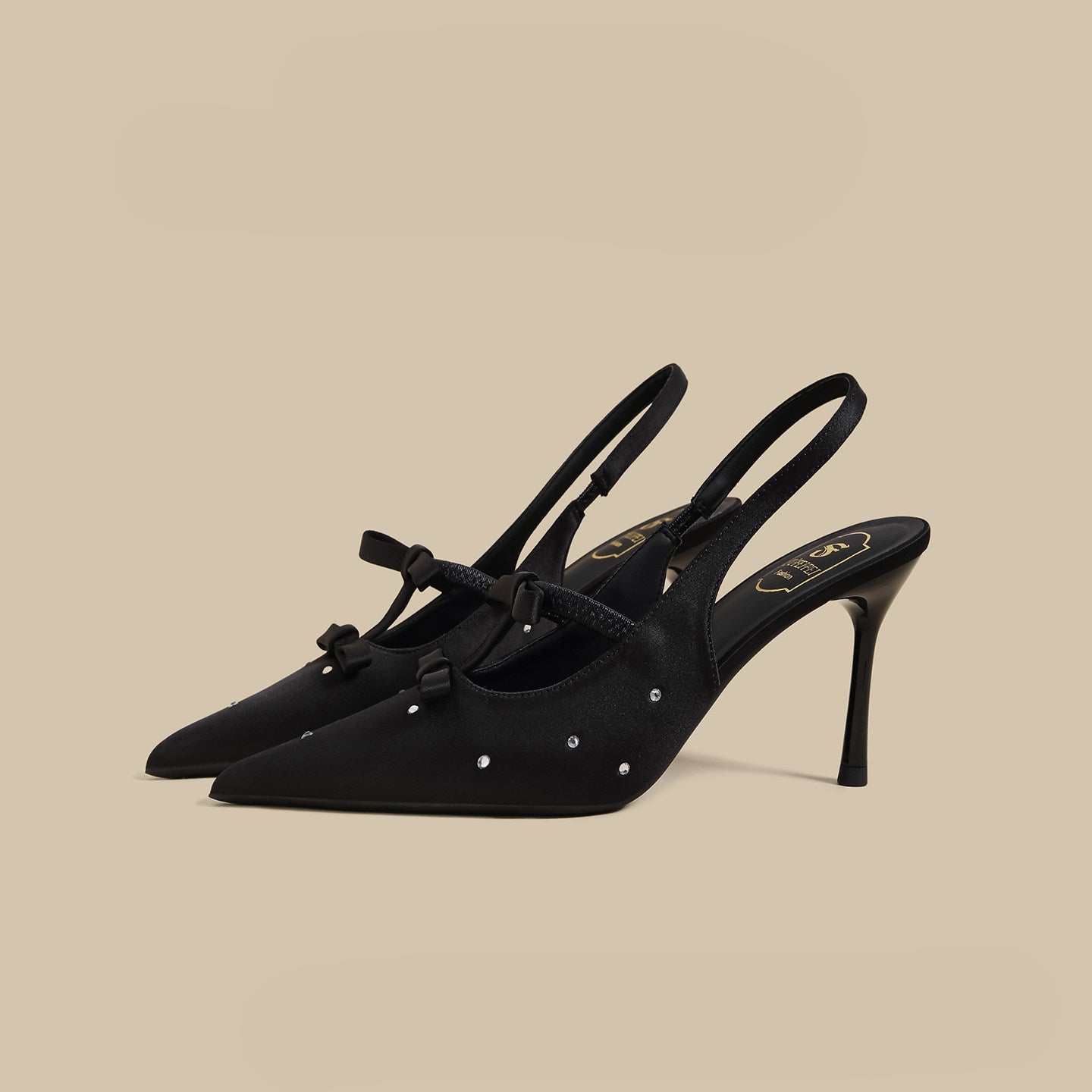 Crystal Bow Slingback Stiletto Heels