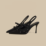 Crystal Bow Slingback Stiletto Heels
