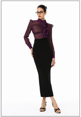 Ruched Sheer Blouse
