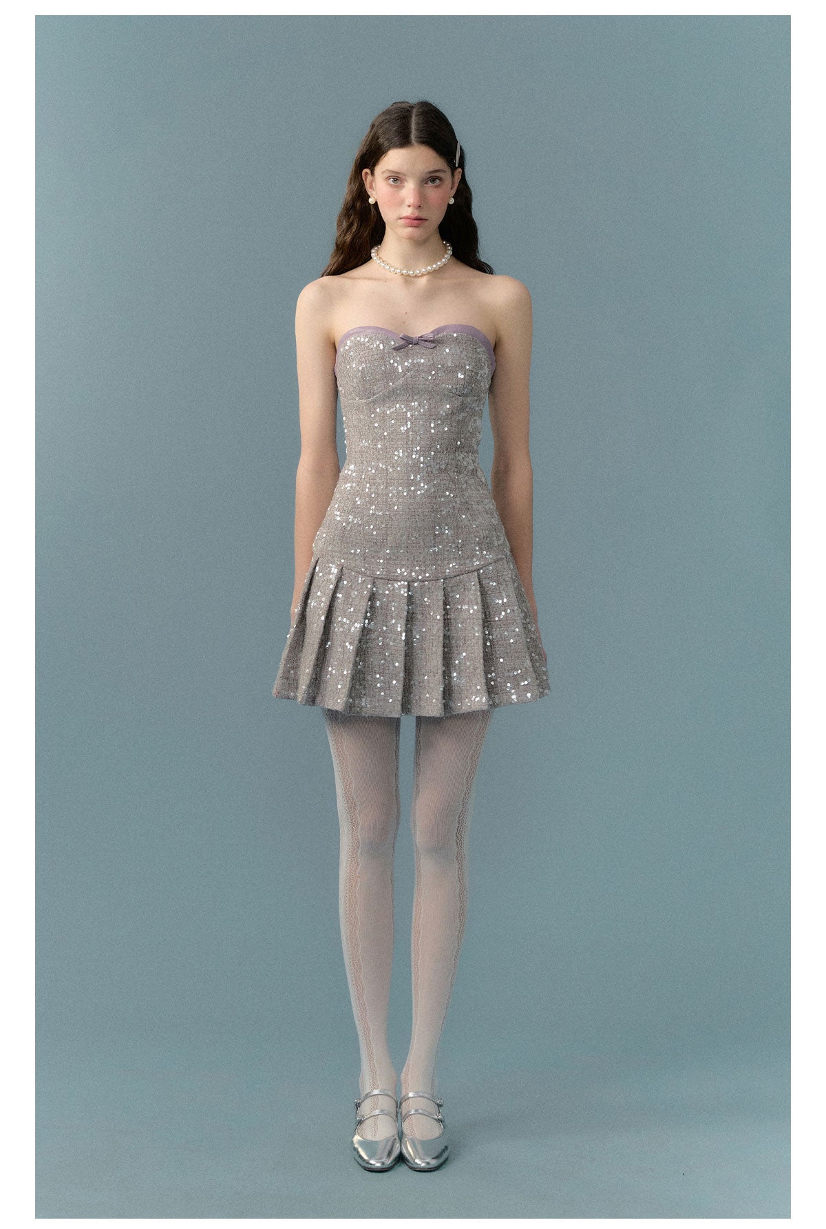 Sequin Pleated Dress