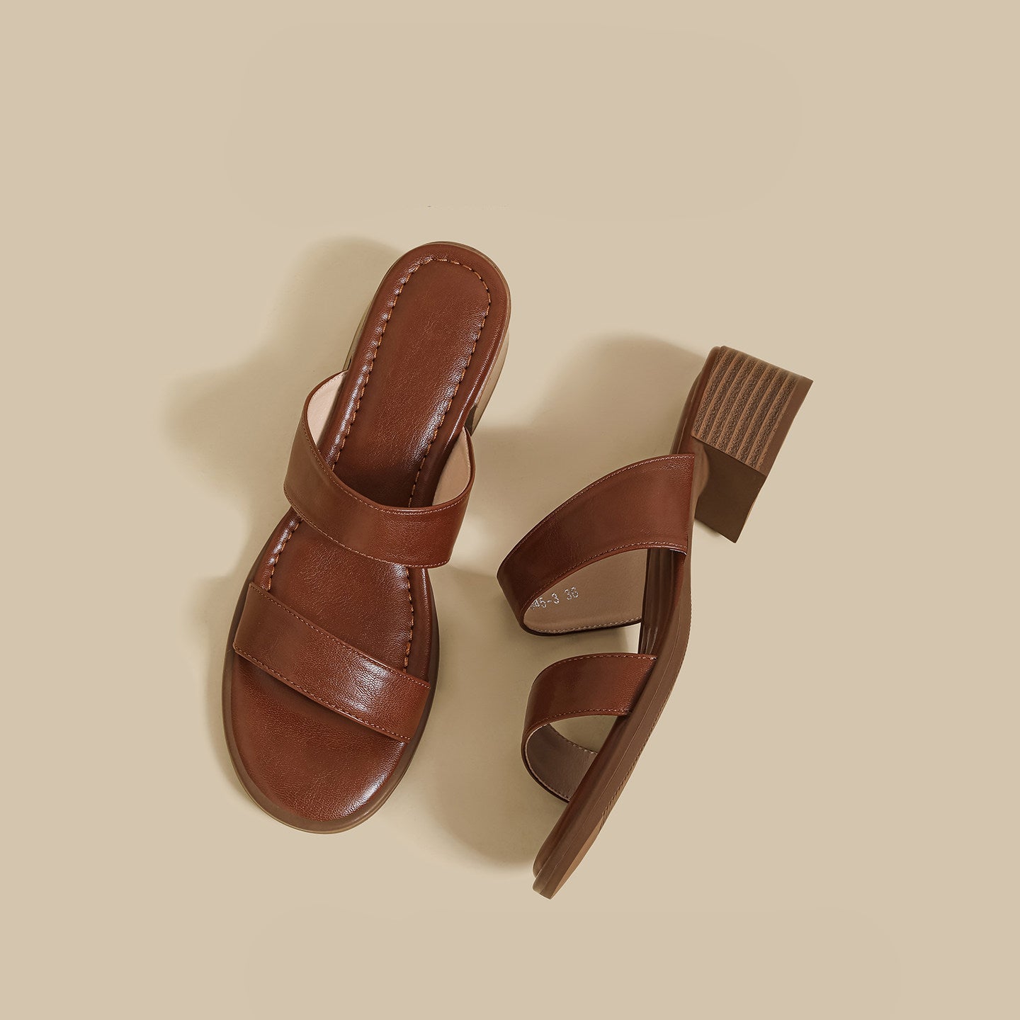 Double Strap Low Heel (Brown)