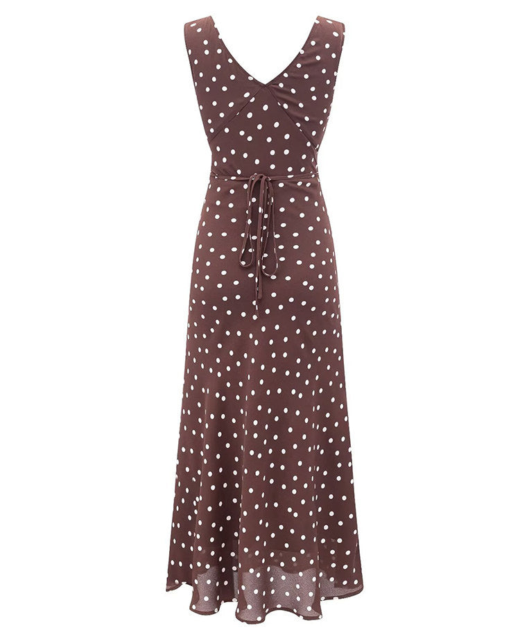 Mocha Dot V-Neck Dress