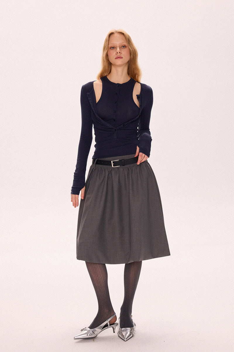 Low-Waist Pleated Skirt