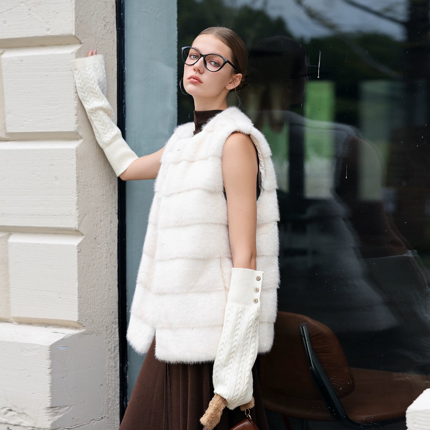 Ivory Silky Fur Vest
