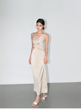 Smooth Ruched Slip Dress - Champagne