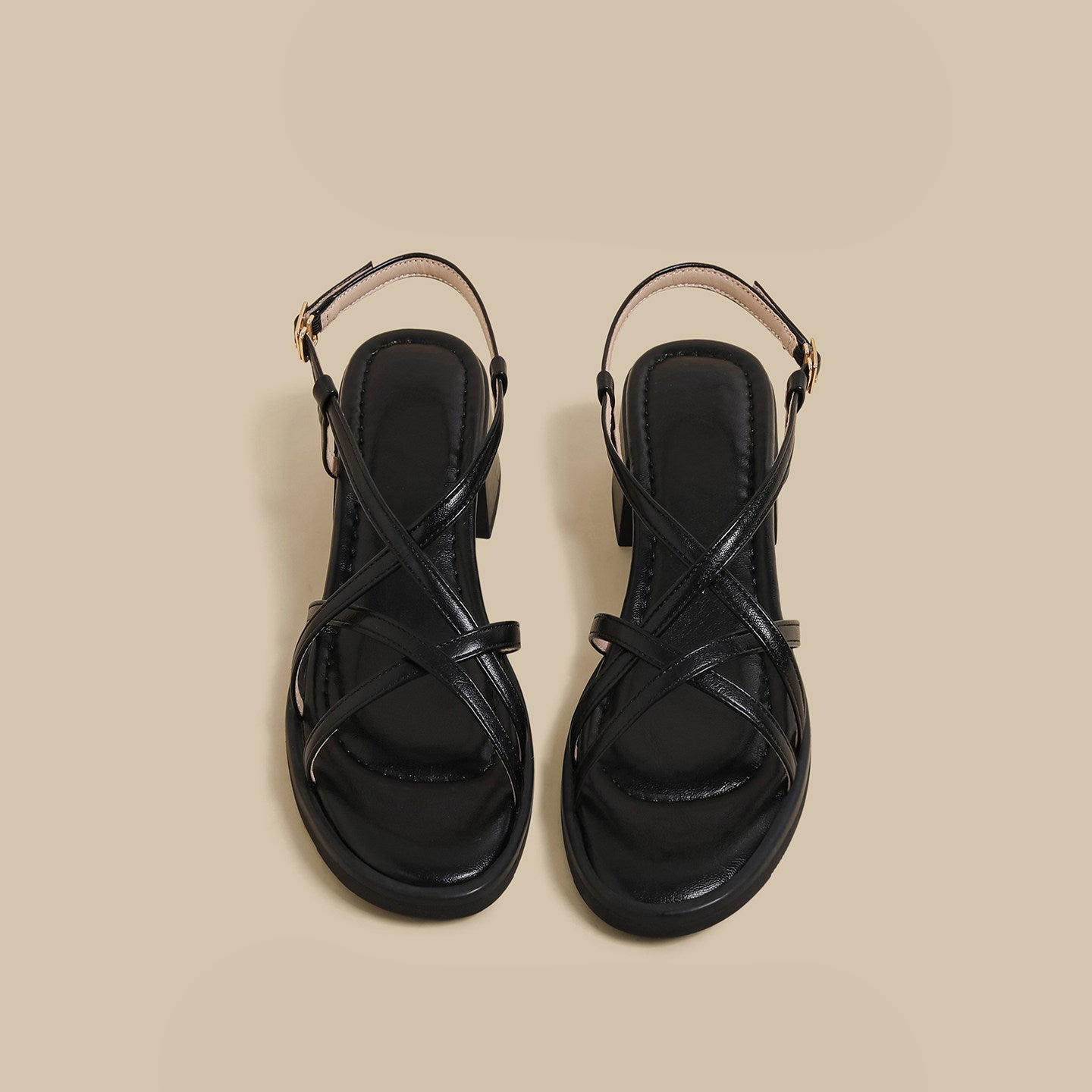 Cross Strap Sandals (Black)
