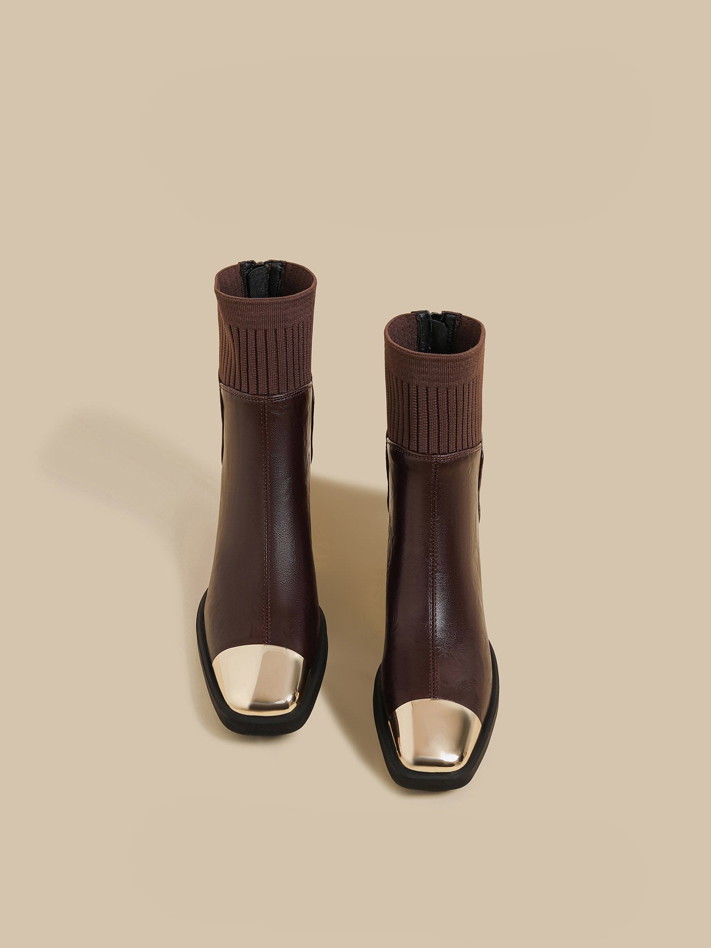 Chunk-Heel Knit Ankle Boots
