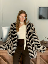 Two-Tone Faux Fur Coat