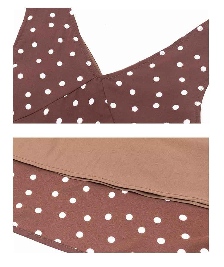 Mocha Dot V-Neck Dress