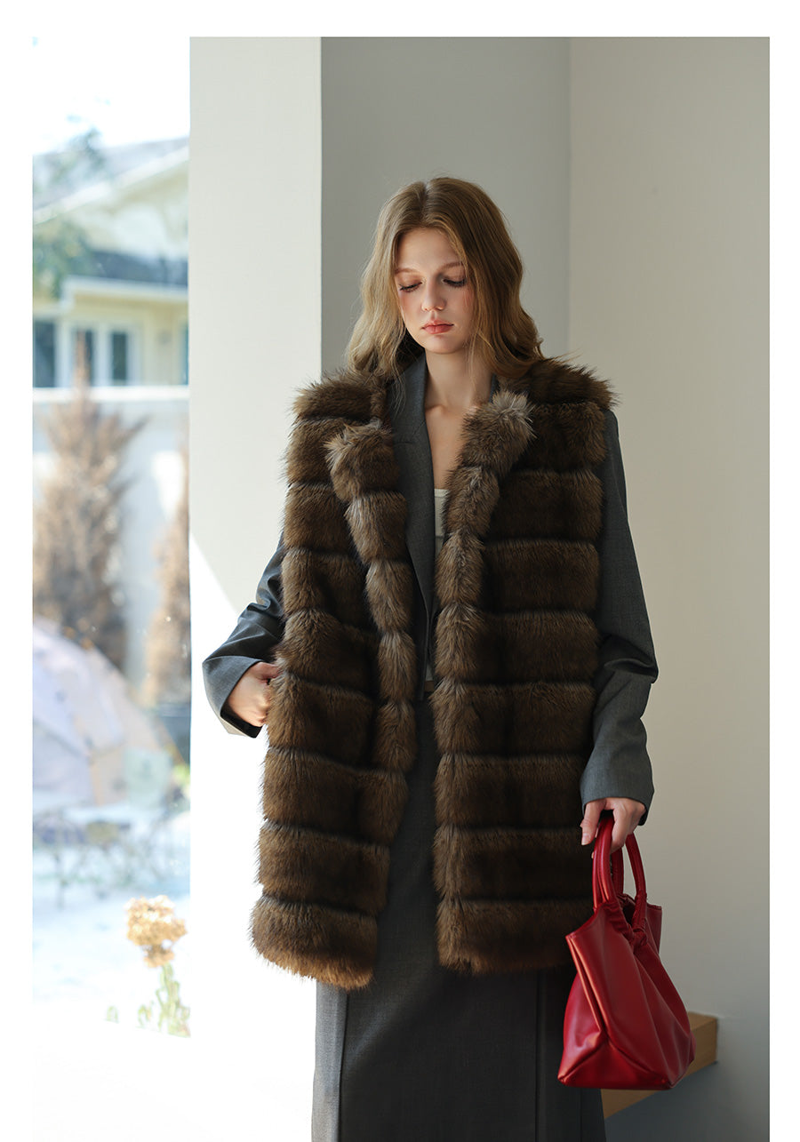 Fur Mid-Length Vest - Tawny