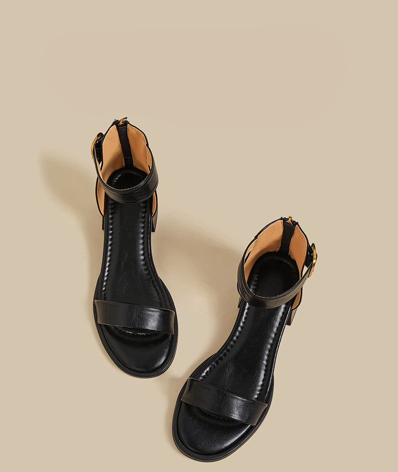 Minimal Ankle Strap Block Sandal