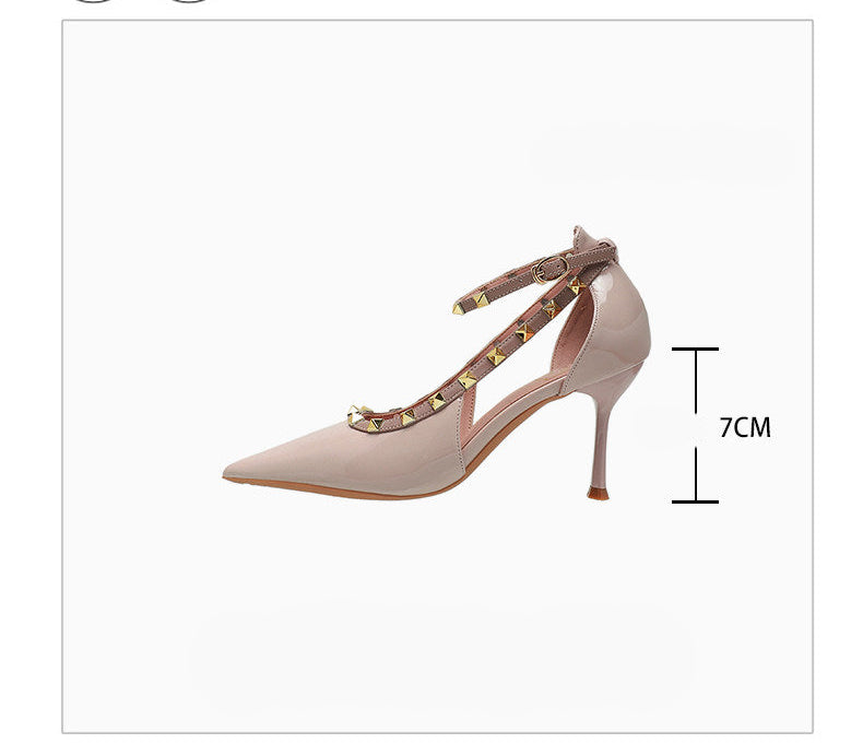 Studded Strap Slingback Heels