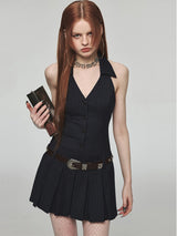 Pleated Halter Dress