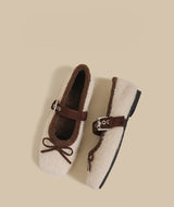 Faux-Fur Mary Jane Flats
