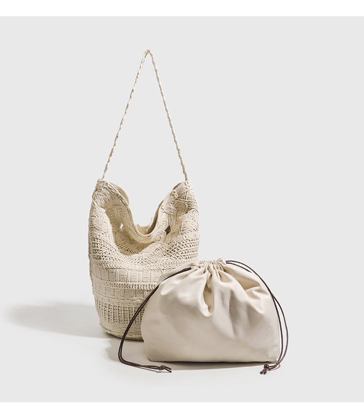 Woven Bucket Shoulder Bag