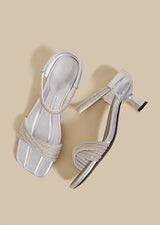 Crystal Strap Mid-Heel Sandals