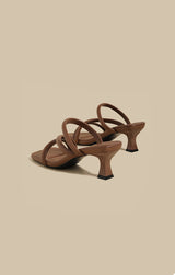 Wrap Strap Heel Sandals (Brown)