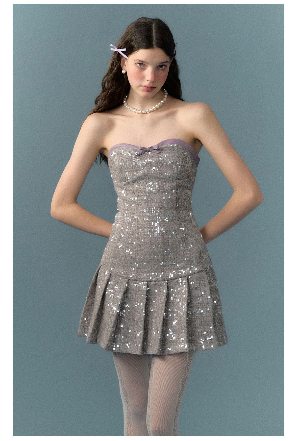 Sequin Pleated Dress