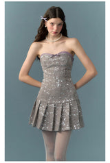 Sequin Pleated Dress