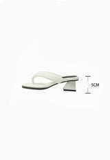 Minimal Thong Heel Sandals (White)