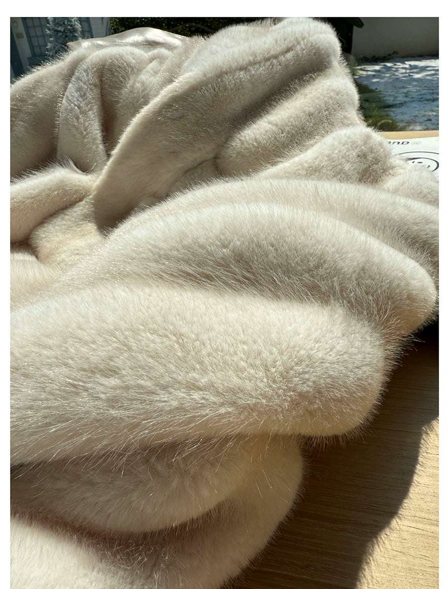 Snow Fur Coat with Scarf