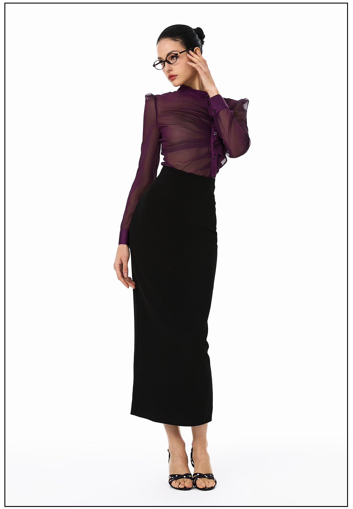 Ruched Sheer Blouse