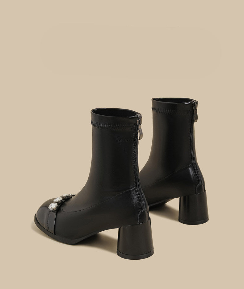 Rhinestone Strap Ankle Boots