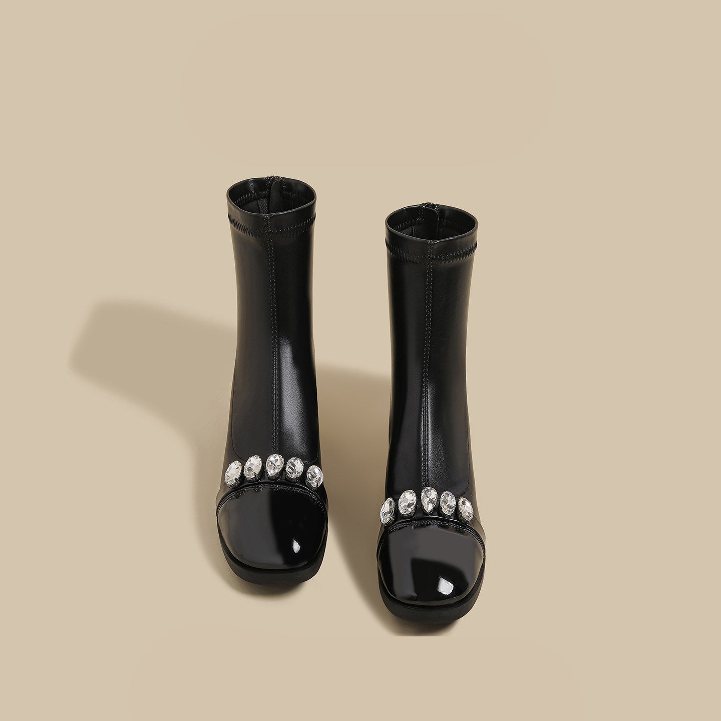 Rhinestone Strap Ankle Boots