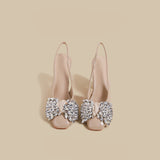 Crystal Bow Block-Heel Slingbacks