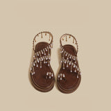 Pearl Crystal Flat Strap Sandals