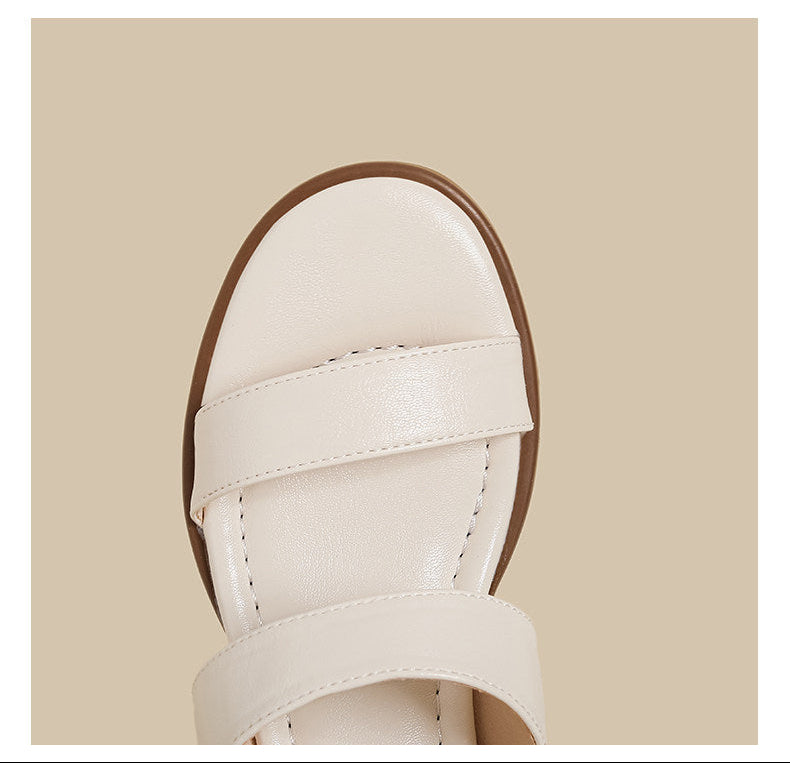 Double Strap Low Heel (Cream)