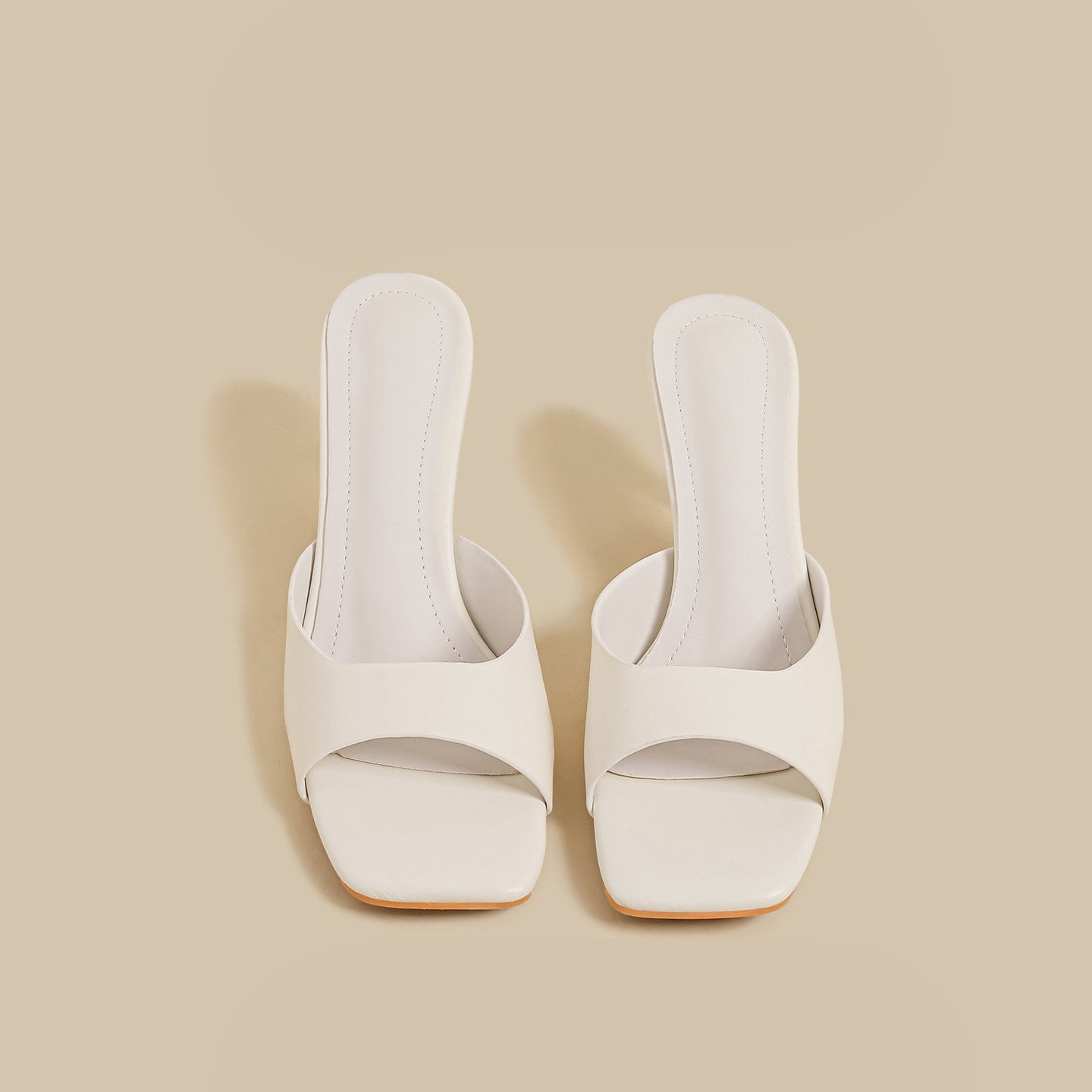 Minimal Curve Heel Sandals (Cream)