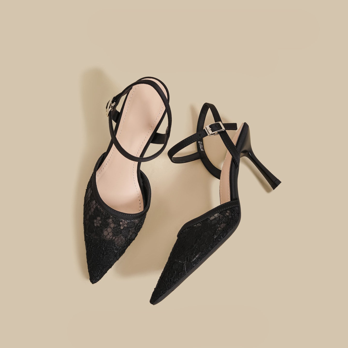Lace Ankle-Strap Stiletto Heels