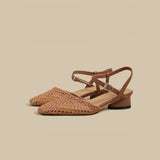 Woven Slingback Flats (Brown)