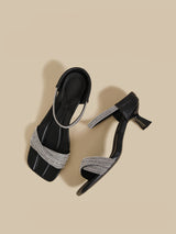 Crystal Strap Mid-Heel Sandals