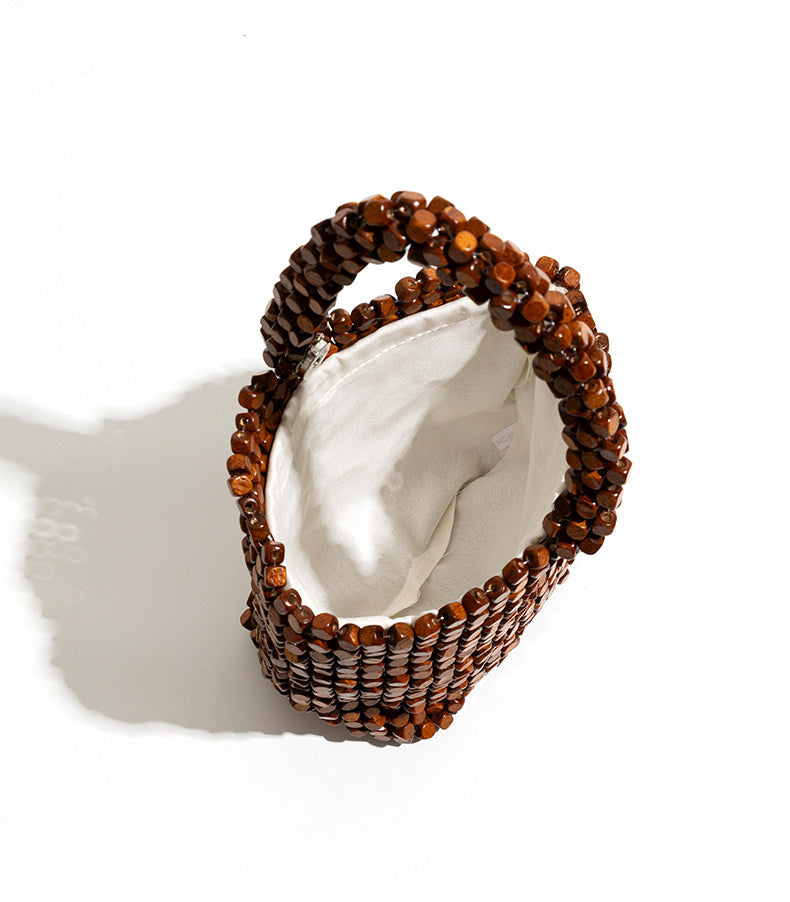 Woven Wooden Bead Bag