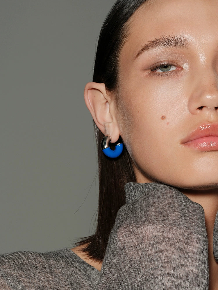 Blue Enamel Earrings